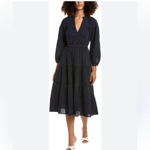 Madewell Midi Dress Navy white stitching